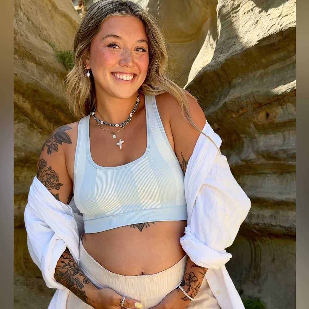 LoveSteady Racerback Maternity + Nursing Sports Bra - Surfside Stripe size L/XL